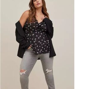 Torrid Black Dress with White Floral Design Size 2